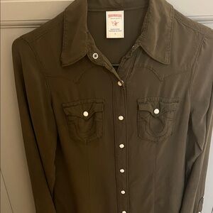 True Religion Khaki Snap-Front Shirt